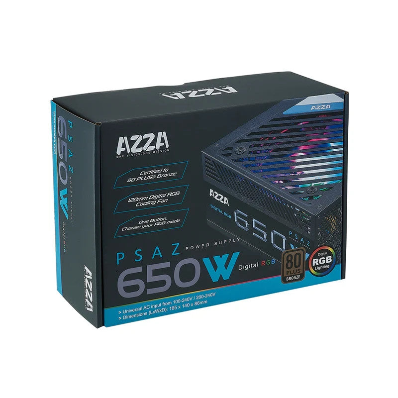 New AZZA Gaming 650W 80+ Bronze Certified 2x PCIE ATX PC Power Supply PSAZ-650W