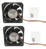 2-Pack: T&T MWP625FH12B 60mm 7000 RPM Dual Ball Bearing DC 12V Server/Mining Rig Cooling Case Fan