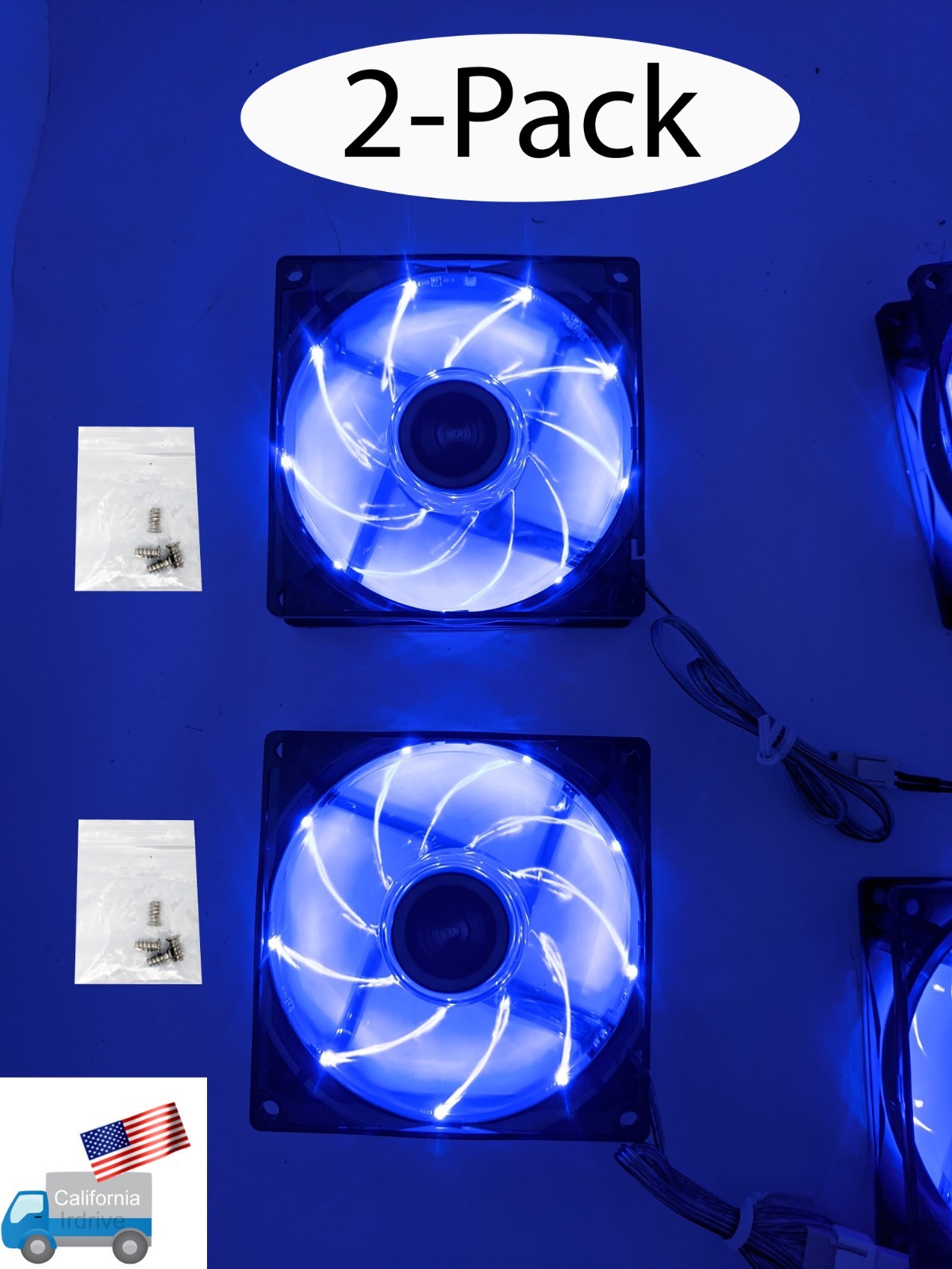 2-Pack: NEW Enermax 90mm x 25mm Blue LED 3-pin 12V PC Case Cooling Fan + Screws