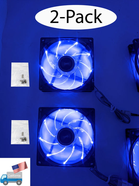 2-Pack: NEW Enermax 90mm x 25mm Blue LED 3-pin 12V PC Case Cooling Fan + Screws