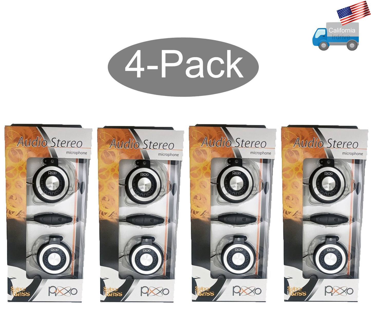 4-Pack: New PIXXO PC/laptop Stereo Headphone with Mic, Volume Control, Wired 3.5mm Jacks HS-22