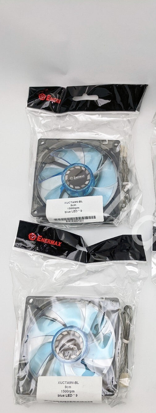 2-Pack: NEW Enermax 90mm x 25mm Blue LED 3-pin 12V PC Case Cooling Fan + Screws
