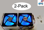 2-pack: NEW Azza 140mm x 25mm Blue LED 3-pin Gaming PC Case Cooling Fan 14cm