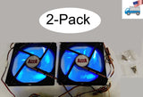 2-pack: NEW Azza 140mm x 25mm Blue LED 3-pin Gaming PC Case Cooling Fan 14cm