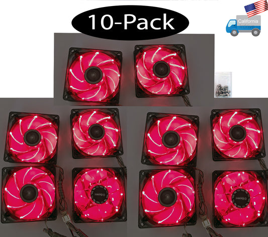 Wholesale 10-pack: NEW Enermax Twister 80mm x 25mm RED LED 3-pin 12V Case Cooling Fan Model: XUCTA8N-R