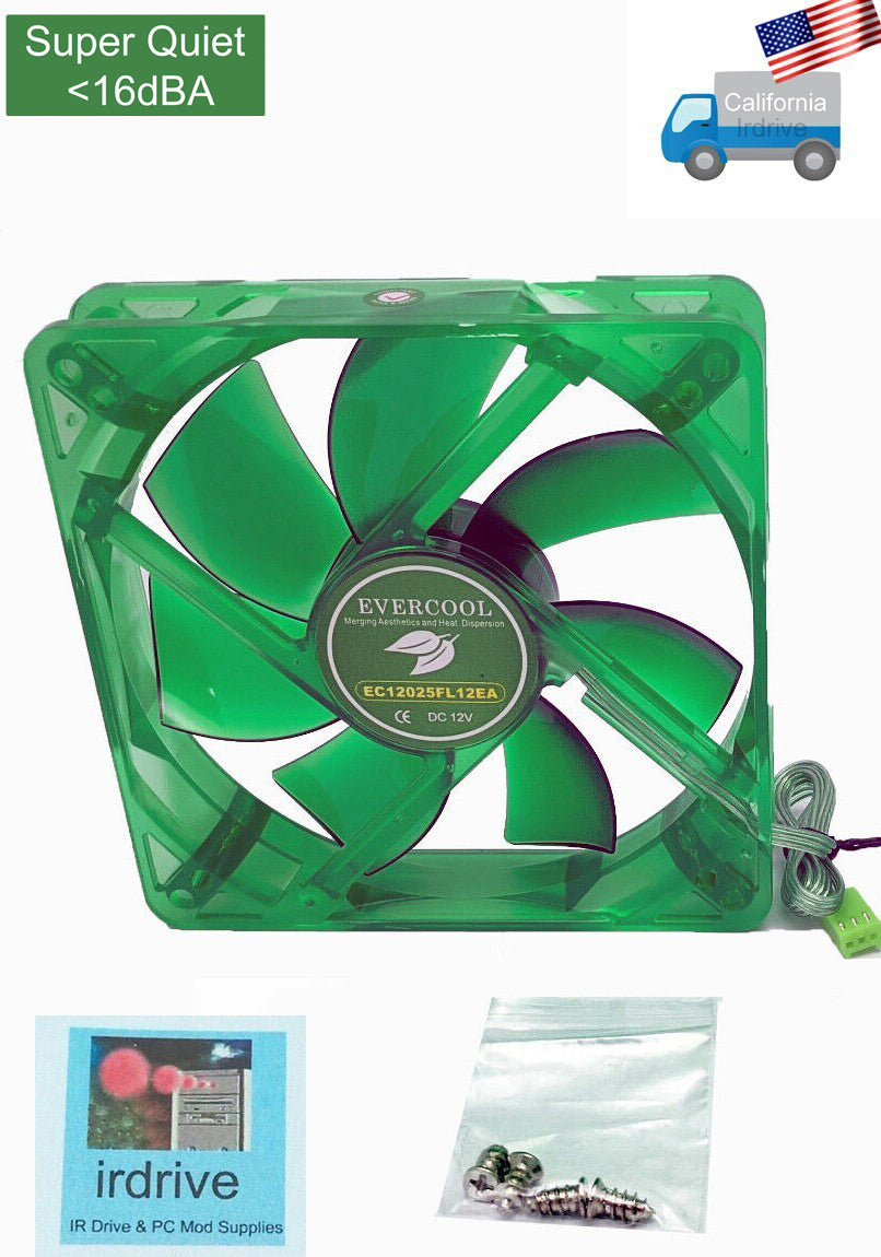 NEW Evercool Ever Green Quiet 16dBA Ever Green 120mm x 25mm 3pin PC Case Cooling Fan EGF-12