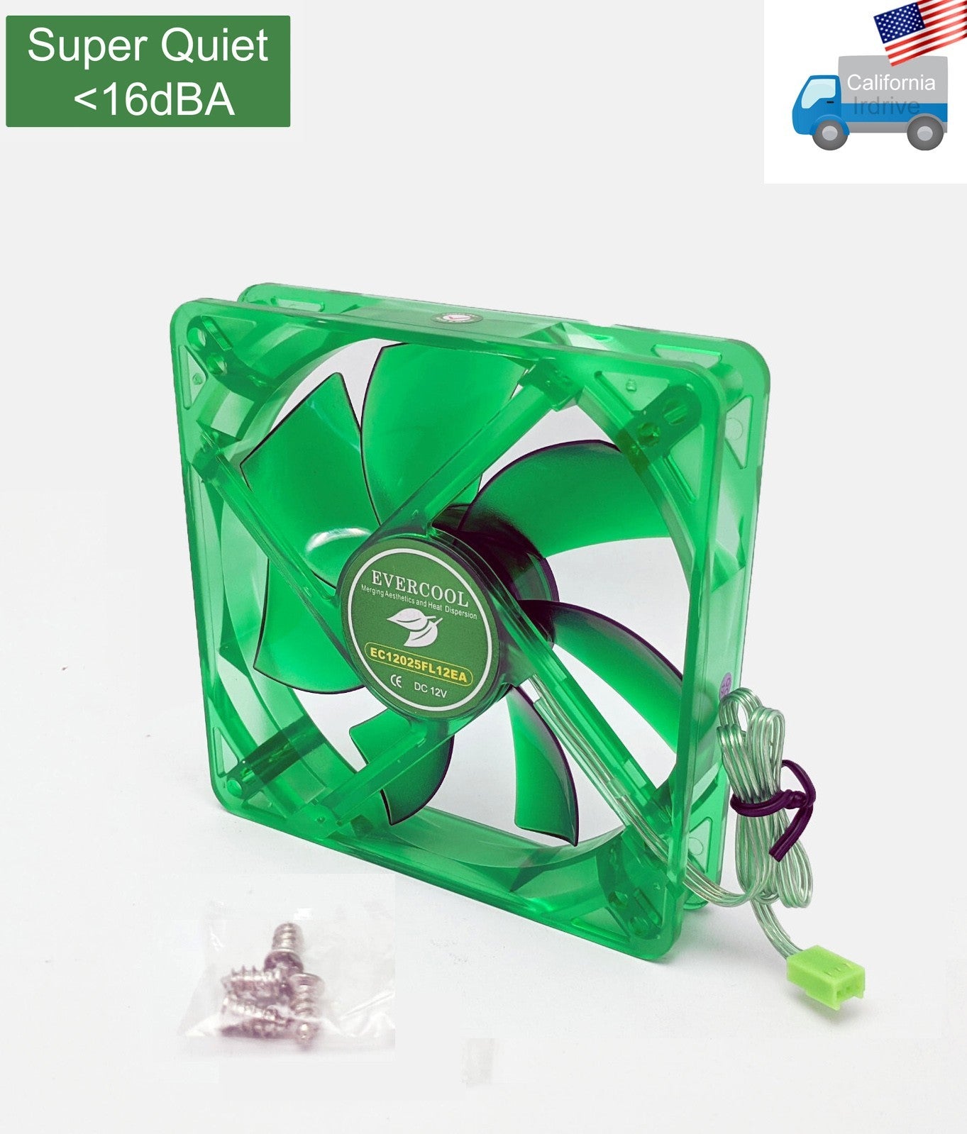 NEW Evercool Ever Green Quiet 16dBA Ever Green 120mm x 25mm 3pin PC Case Cooling Fan EGF-12