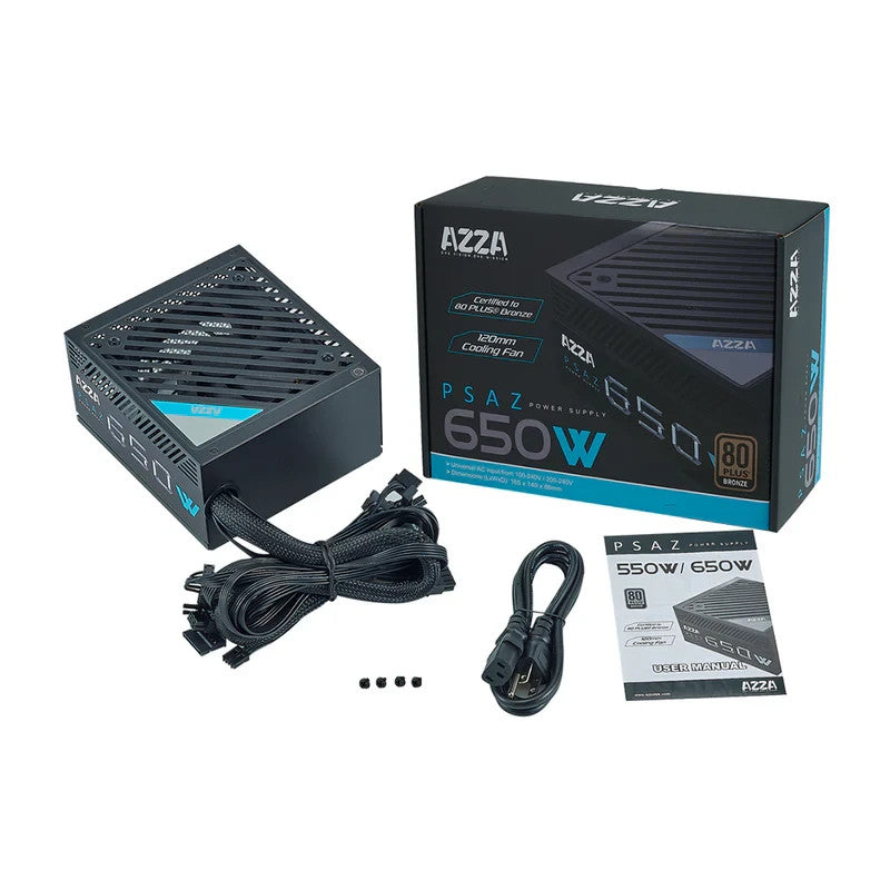 New AZZA Gaming 650W 80+ Bronze Certified 2x PCIE ATX PC Power Supply PSAZ-650W