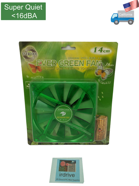NEW Evercool Ever Green Quiet 16dBA Ever Green 140mm x 25mm 3pin PC Case Cooling Fan EGF-14