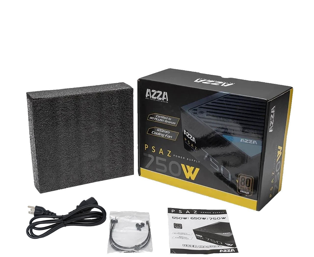 NEW AZZA Gaming 750W 80+ Bronze 120mm Fan ATX PC Power Supply PSAZ-750W