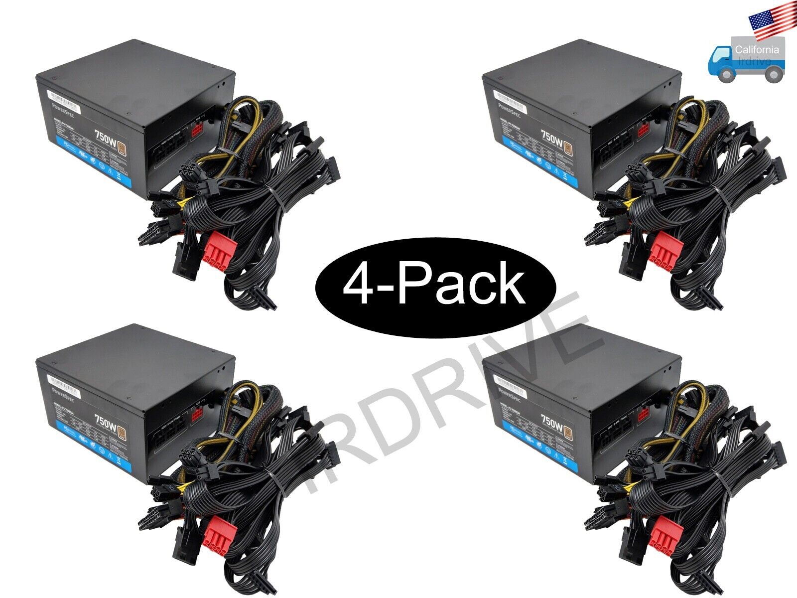 Lot 4pcs: PowerSpec 750W 80plus Bronze 2x PCIE Modular Cable ATX PC Po ...
