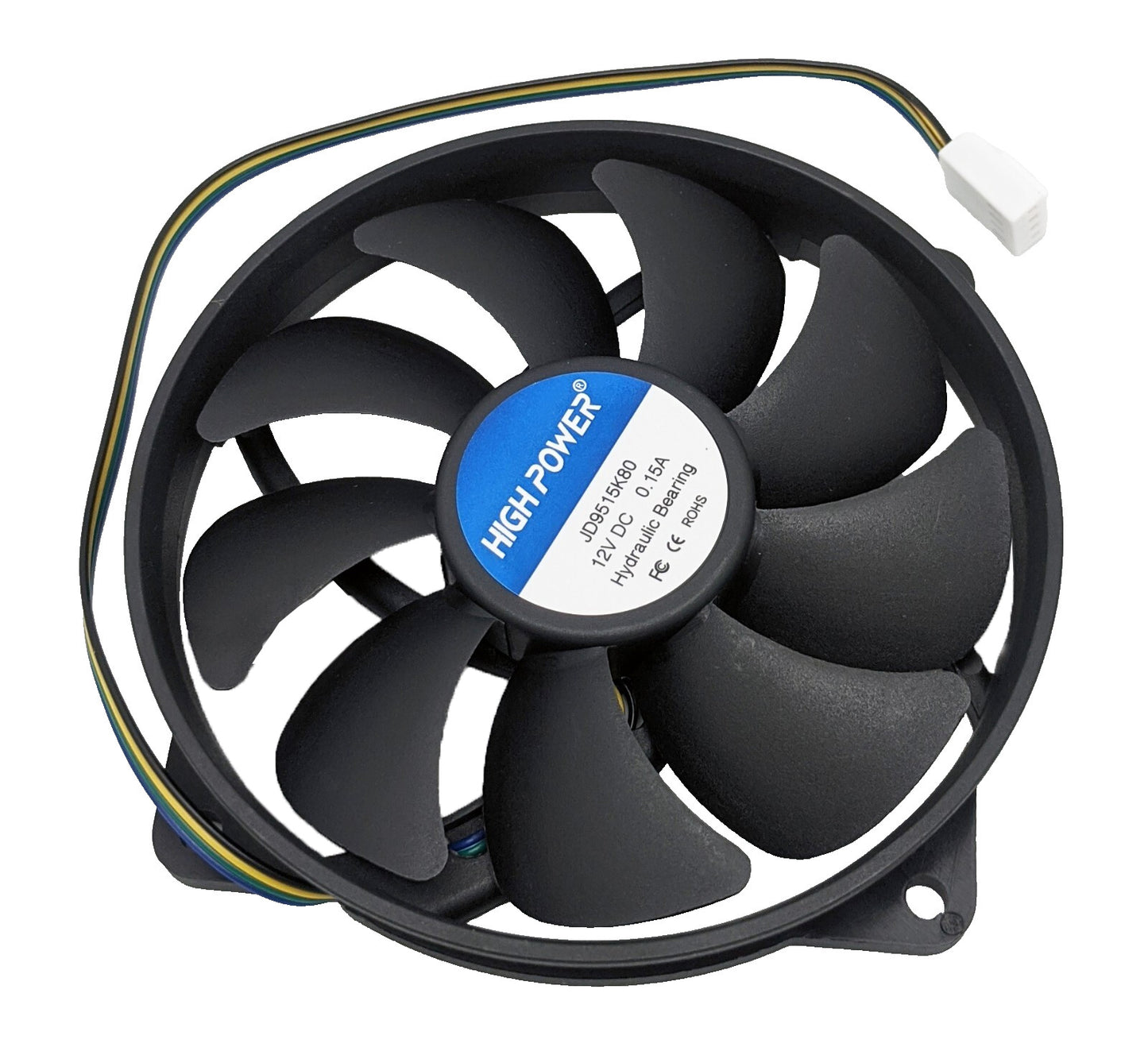 NEW HIGH POWER® Low-Profile 95mm x 15mm Replacement 4-pin PWM CPU Cooling Fan on 80-mm Frame Model: JD9515K80