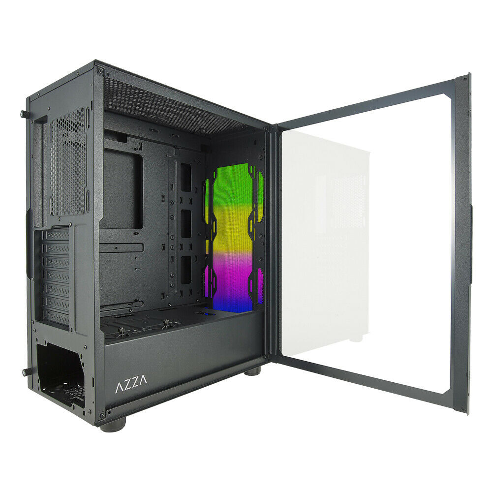 New AZZA Bundle Celesta CSAZ-340F ARGB Mid Tower ATX Case w/ SHARK ATX-1000-LED 1000W BLUE LED PSU