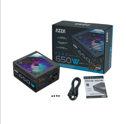 NEW AZZA 650W 80plus Bronze 120mm Digital RGB Fan PC Power Supply  PSAZ-650W (ARGB)