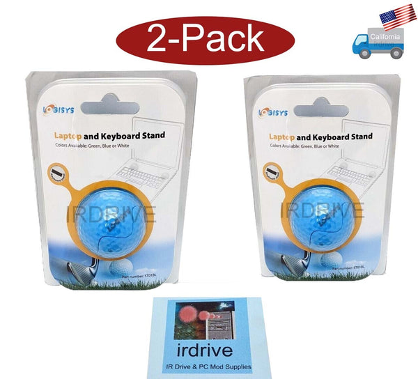 2-Pack: NEW Logisys Blue Golf Ball Anti-Slip Notebook, PC Keyboard, Cell Phone Tilt Stand ST01BL