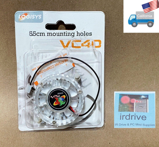 NEW Logisys VC40 40mm 2pin VGA Card Cooler fan w/ 55mm Mounting Holes + Paste