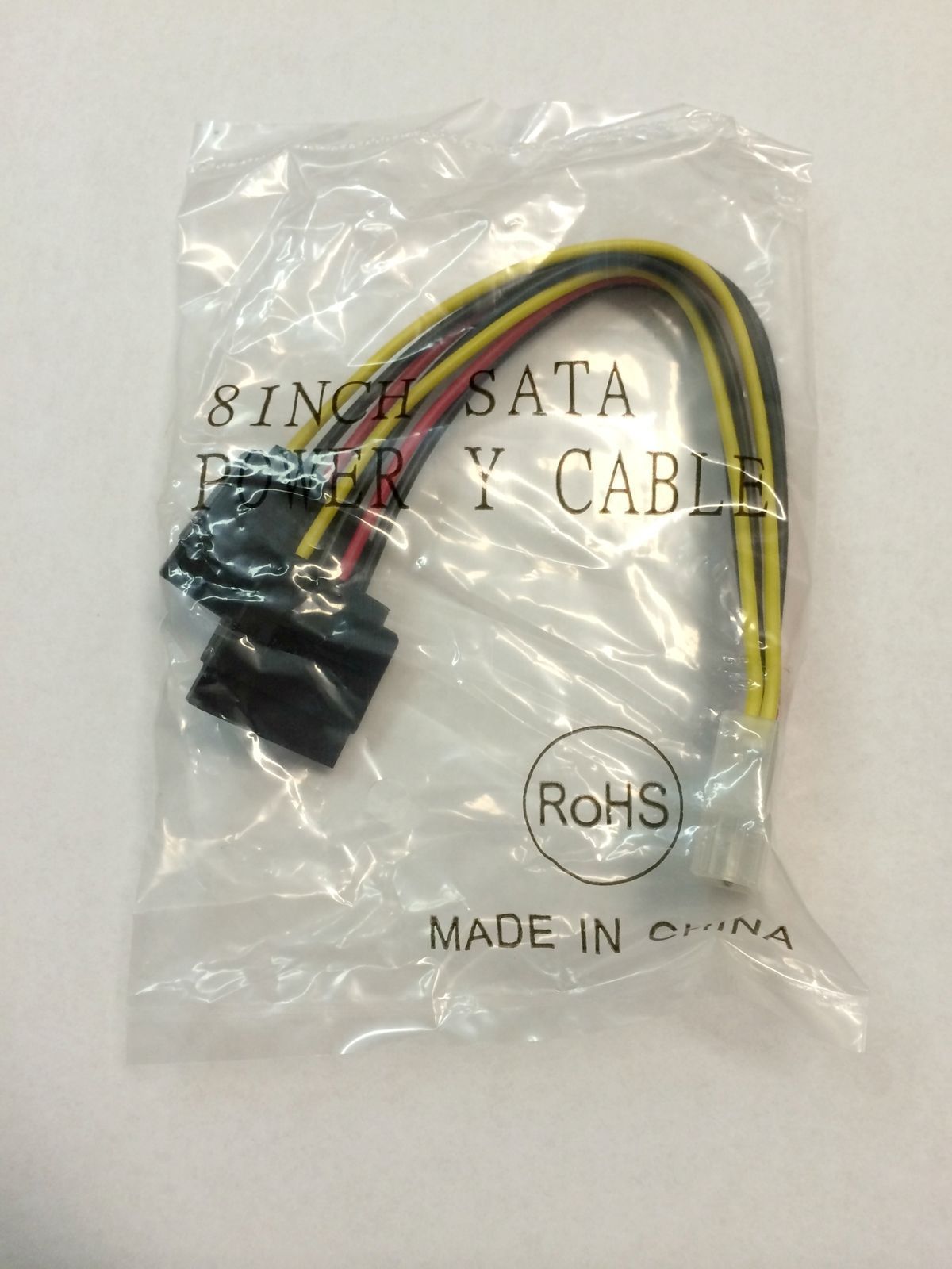 Lot 10: Lead Free 8inch 4pin Molex PC Power Connector-2x SATA HDD Adapter YCable