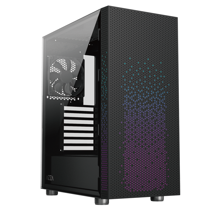 New AZZA Bundle Celesta CSAZ-340F ARGB Mid Tower ATX Case w/ SHARK ATX-1000-LED 1000W BLUE LED PSU