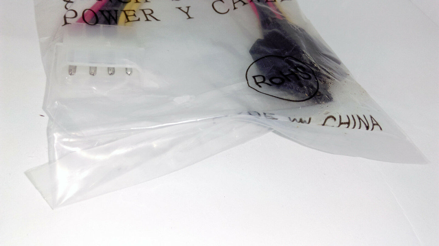 Lot 10: Lead Free 8inch 4pin Molex PC Power Connector-2x SATA HDD Adapter YCable