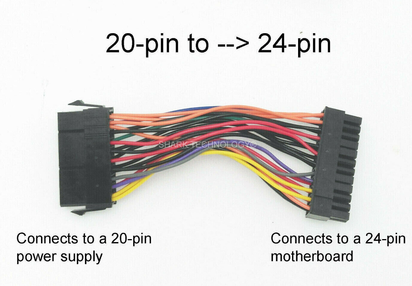 Standard Legacy 20pin ATX Power Supply to 24-pin Motherboard Power Adapter Cable