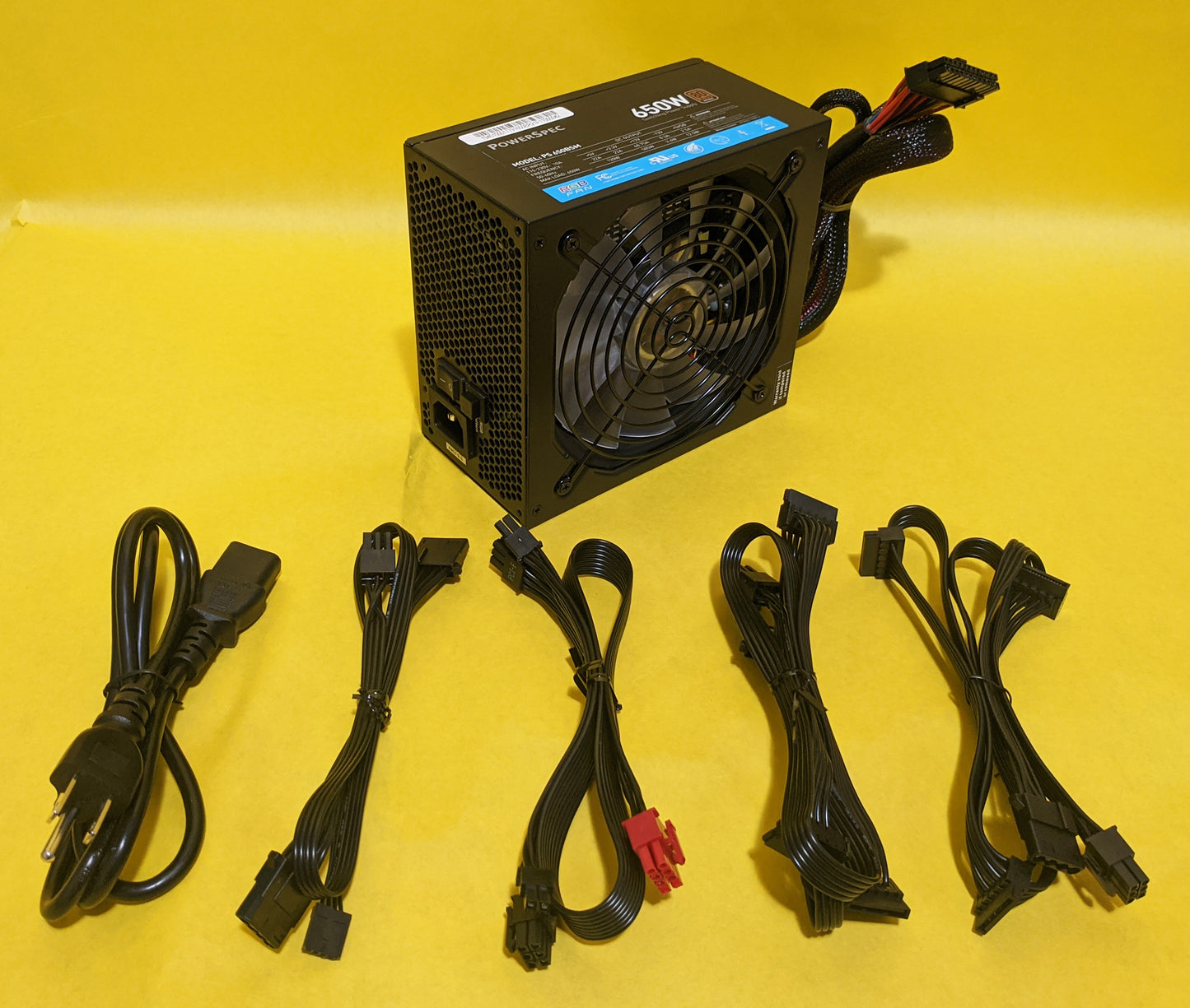 Lot 4pcs: PowerSpec 650W RGB LED Fan 80+ Bronze 2x PCIE SemiModular Power Supply