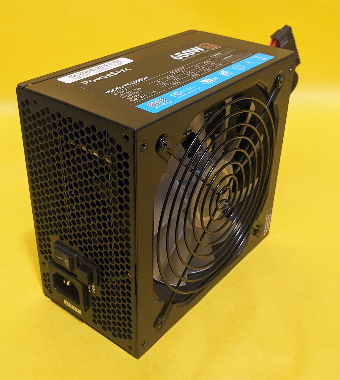 Lot 4pcs: PowerSpec 650W RGB LED Fan 80+ Bronze 2x PCIE SemiModular Power Supply