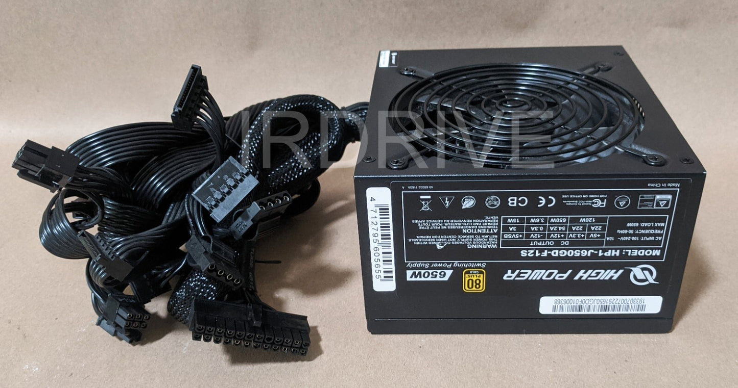 USED Lot 4pcs: HIGH POWER HP1-J650GD-F12S 650W 80plus Gold ATX/EPS 12V Gaming PC Power Supply