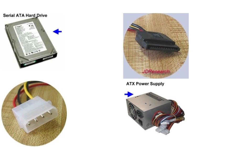 Lot 10: Lead Free 8inch 4pin Molex PC Power Connector-2x SATA HDD Adapter YCable