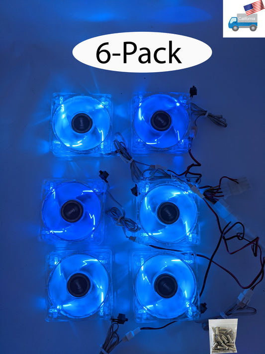 6pack: NEW Enermax Twister 80mm Blue LED 3pin 12V ON/OFF Switch Case Cooling Fan