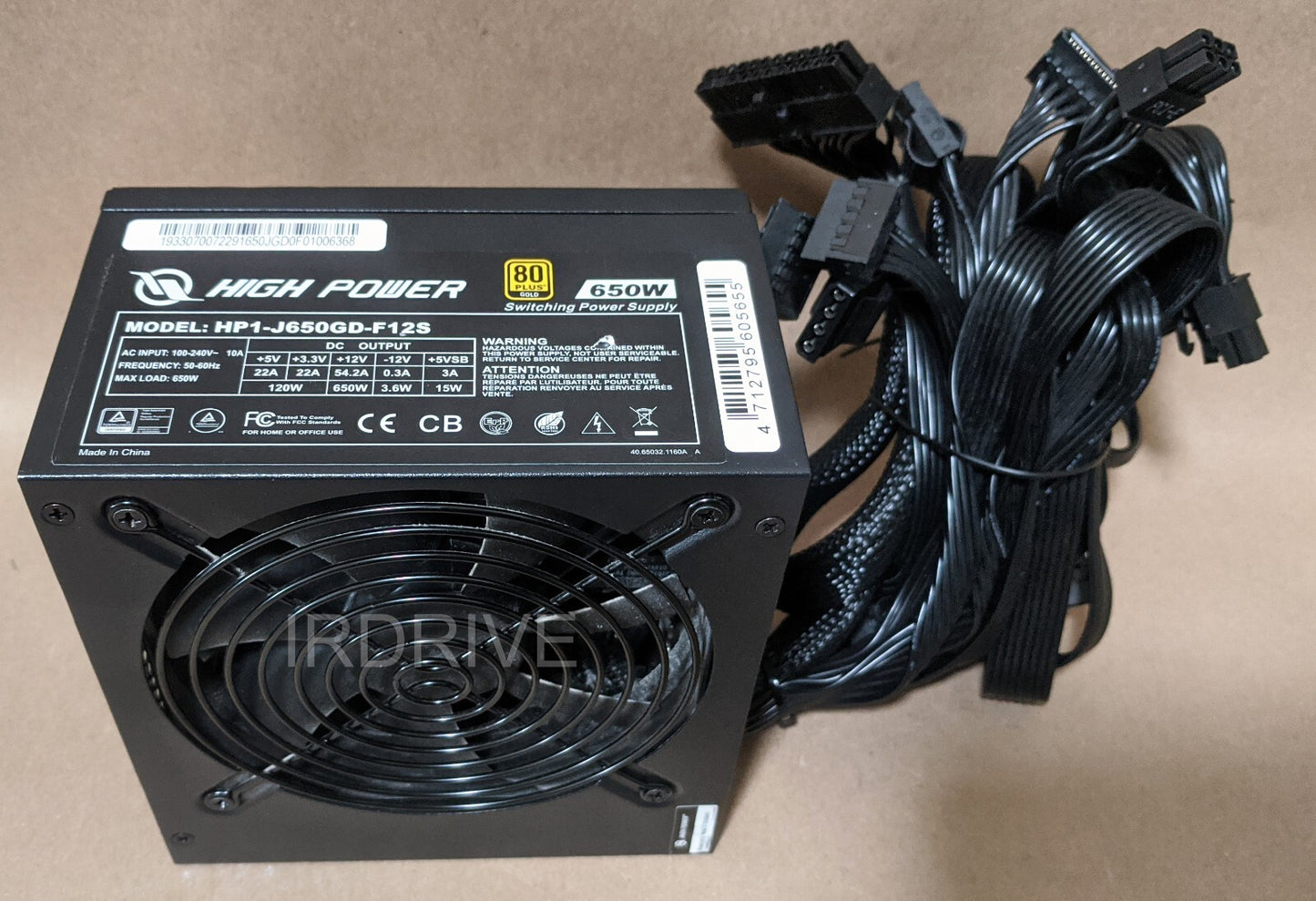 USED Lot 4pcs: HIGH POWER HP1-J650GD-F12S 650W 80plus Gold ATX/EPS 12V Gaming PC Power Supply
