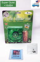 NEW Evercool Ever Green 80mm 3pin 16dBA Super Quiet  PC Case Cooling Fan EGF-8