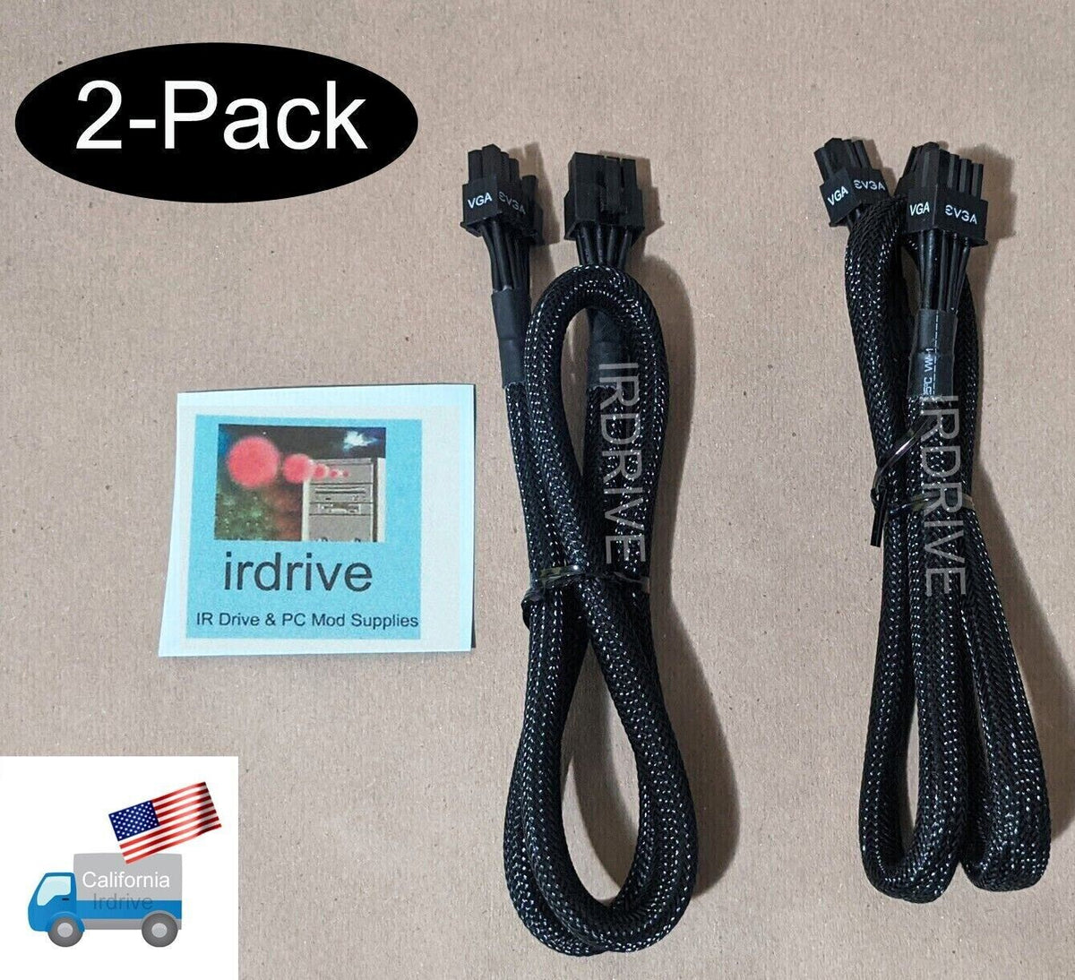 2-Pack: EVGA 8-Pin to Single 6+2-Pin PCI-E Power Cable P/N: W001-00-000147