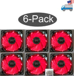 6-pack: NEW Enermax Twister 80mm x 25mm RED LED 3-pin 12V Case Cooling Fan