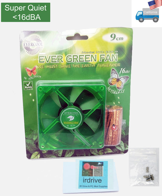 NEW Evercool Ever Green Quiet 16dBA 90mm 3pin PC Case Cooling Fan EGF-9