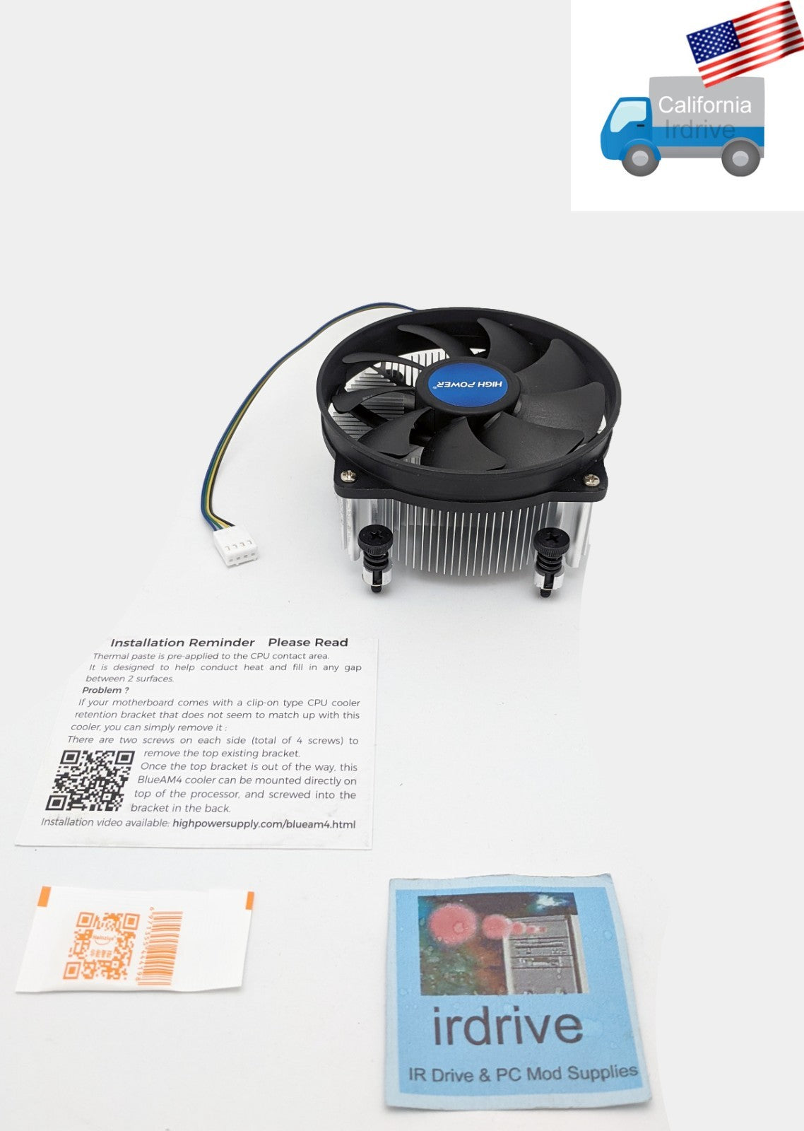 Low Profile 43mm Height AMD Ryzen Socket AM4/AM5 CPU Cooler with 95mm PWM Cooling Fan