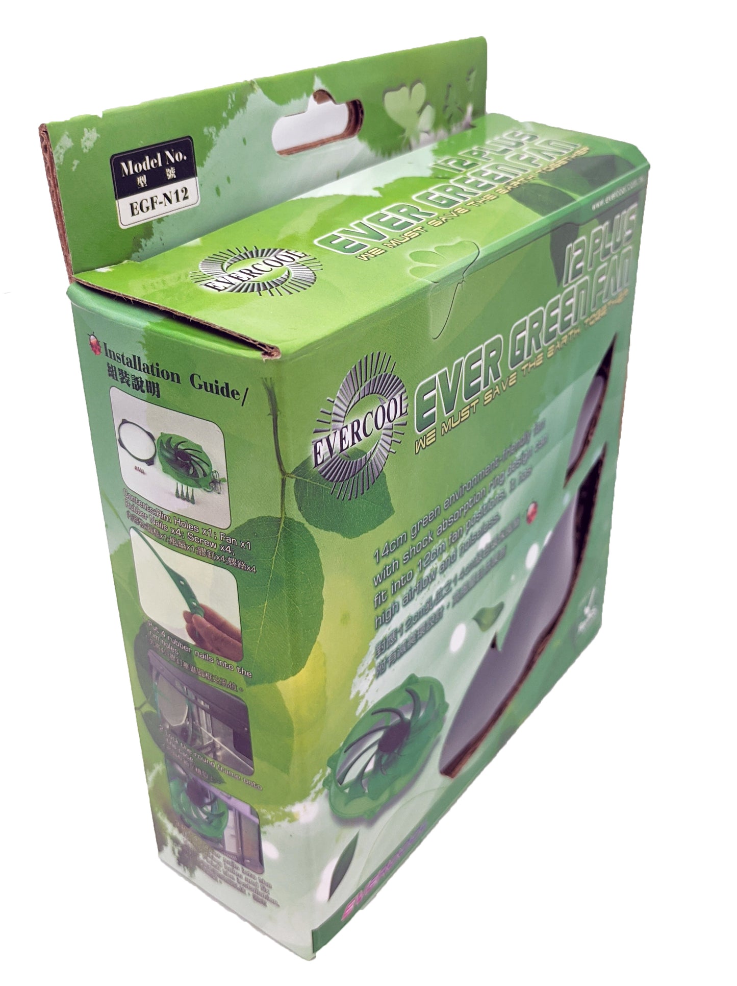 NEW Evercool Ever Green 135mm/140mm PC Case Cooling Fan Convert-to 120mm EGF-N12