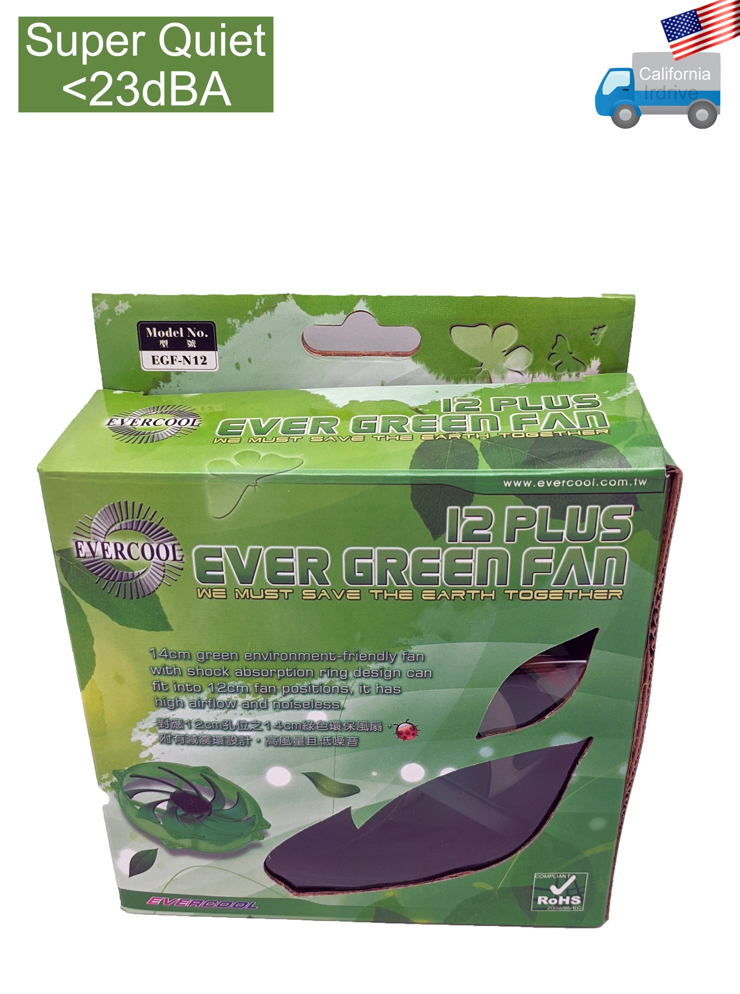 NEW Evercool Ever Green 135mm/140mm PC Case Cooling Fan Convert-to 120mm EGF-N12