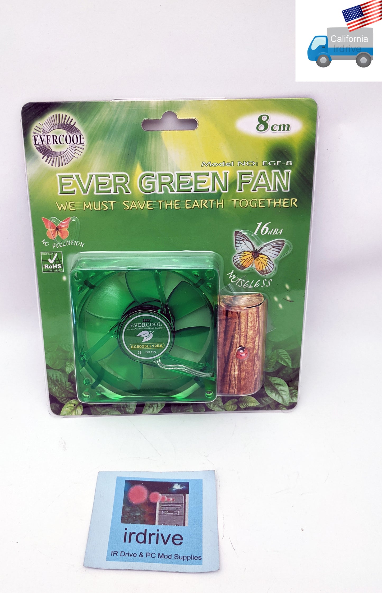 4-pack: NEW Evercool Ever Green 80mm 3pin 16dBA Super Quiet  PC Case Cooling Fan EGF-8