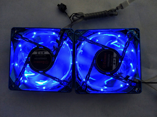 New LOT 2:Enermax 80mm x 25mm Blue 9x LED Smart Case Fan 3pin w/ Thermal Control