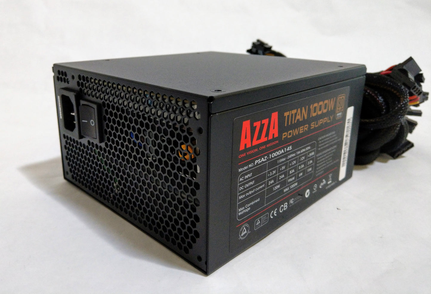 AZZA Titan PSAZ-1000-A14S 1000W 4x PCI-E ATX/EPS 12V 80+ Bronze SLI Gaming PC Power Supply, 1000-Watt 1KW PSU