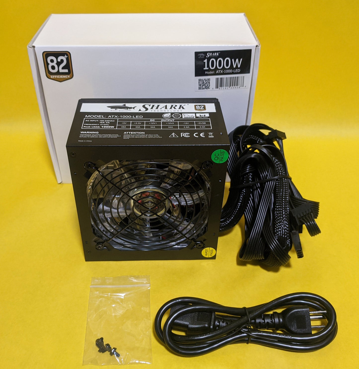 SHARK ATX-1000-LED Quiet LED Fan 1000W Gaming PC PCIe Power Supply ATX/EPS 12V