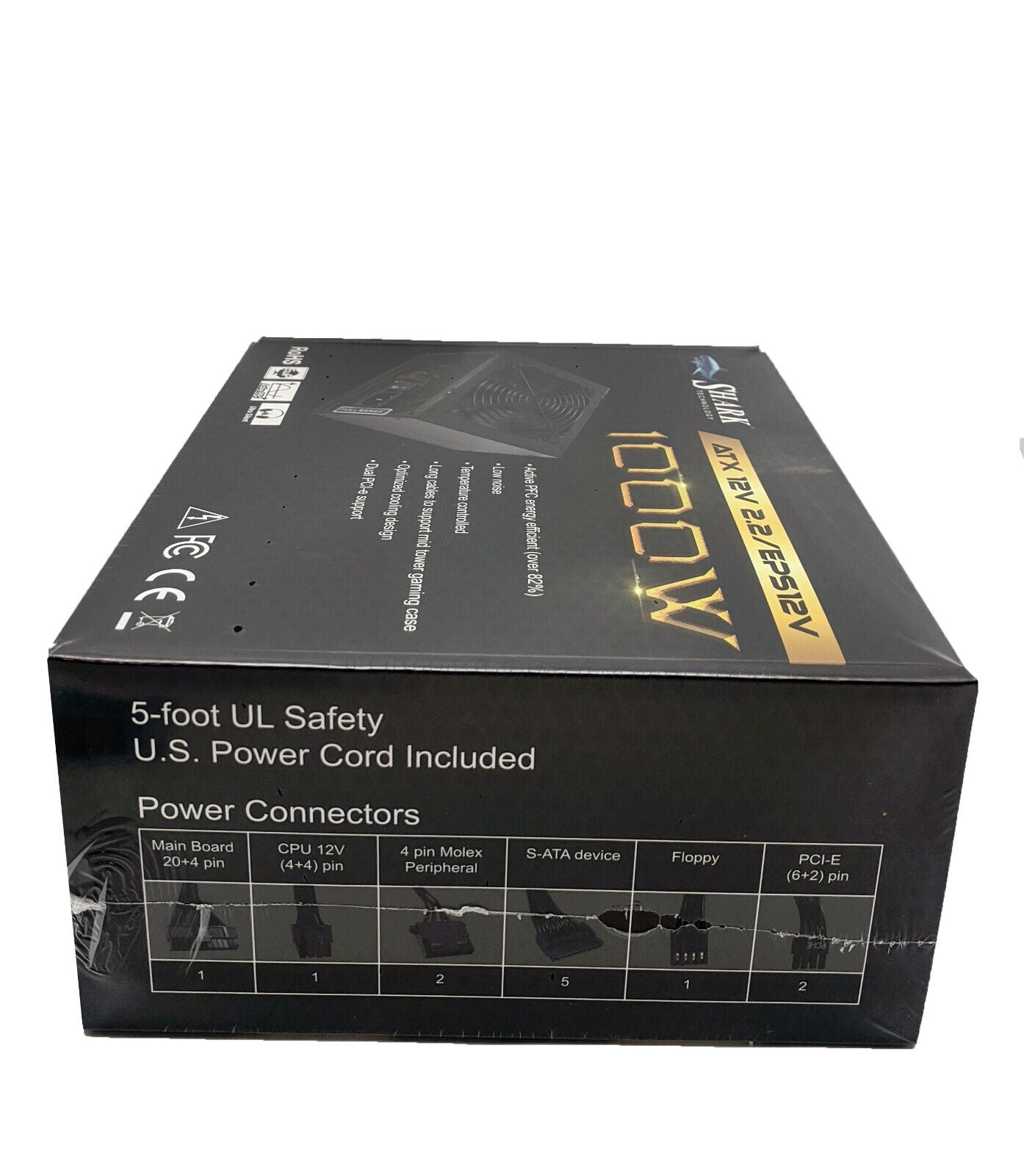 5-Pack: NEW SHARK TECHNOLOGY® 1000W Gaming PC Power Supply for AMD Ryzen 5, 7 Motherboard/GeForce GTX