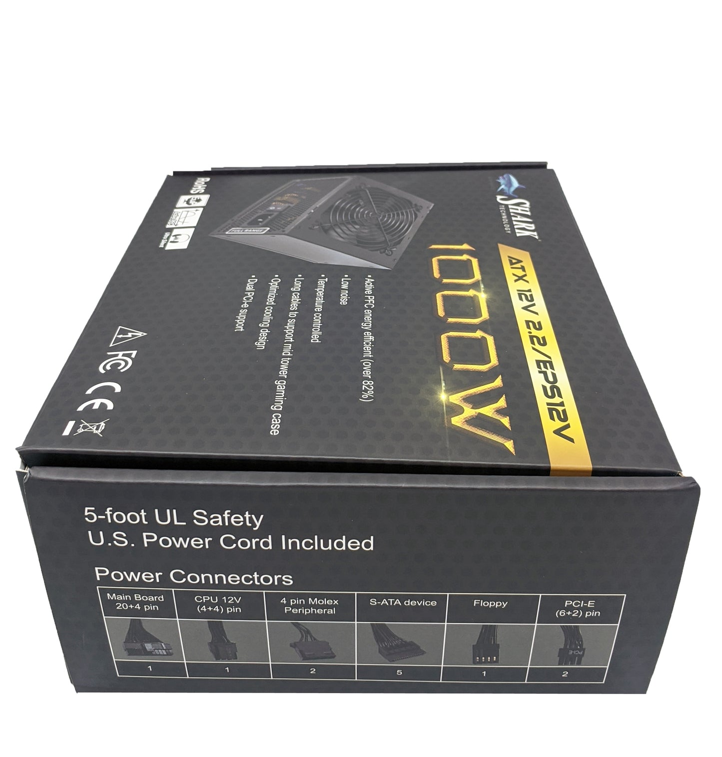 NEW SHARK TECHNOLOGY 1000W APFC Dual PCI-E 12V i7 Gaming PC ATX Power Supply