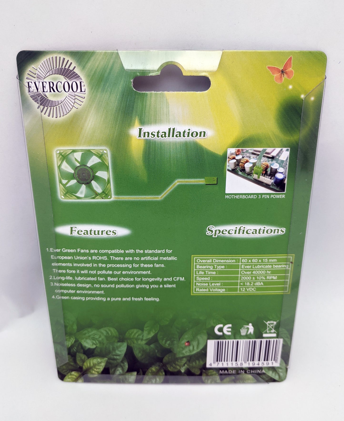 NEW 3-pack Evercool EverGreen Quiet 18.2dBA 60mm x 15mm 3pin PC Case Cooler Fan EGF-6