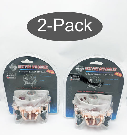 2-Pack: NEW Evercool Overclock LED Cooler Fan for Intel Core 2 Duo P4 Socket T LGA 775 CPU HPH-9525CU