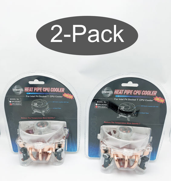 2-Pack: NEW Evercool Overclock LED Cooler Fan for Intel Core 2 Duo P4 Socket T LGA 775 CPU HPH-9525CU