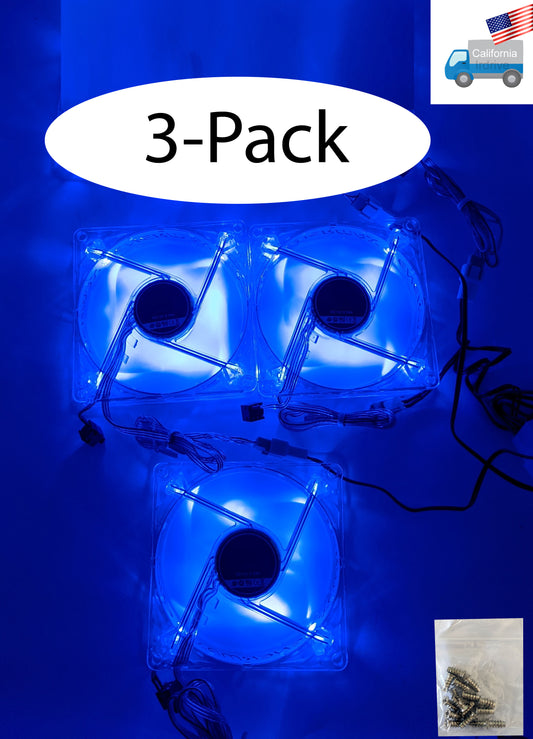 Lot 3: New Enermax Twister 90mm BLUE LED (ON/OFF Switch) 12V 3pin PC Case Cooling Fan Model: XUCEV9N (Copy)
