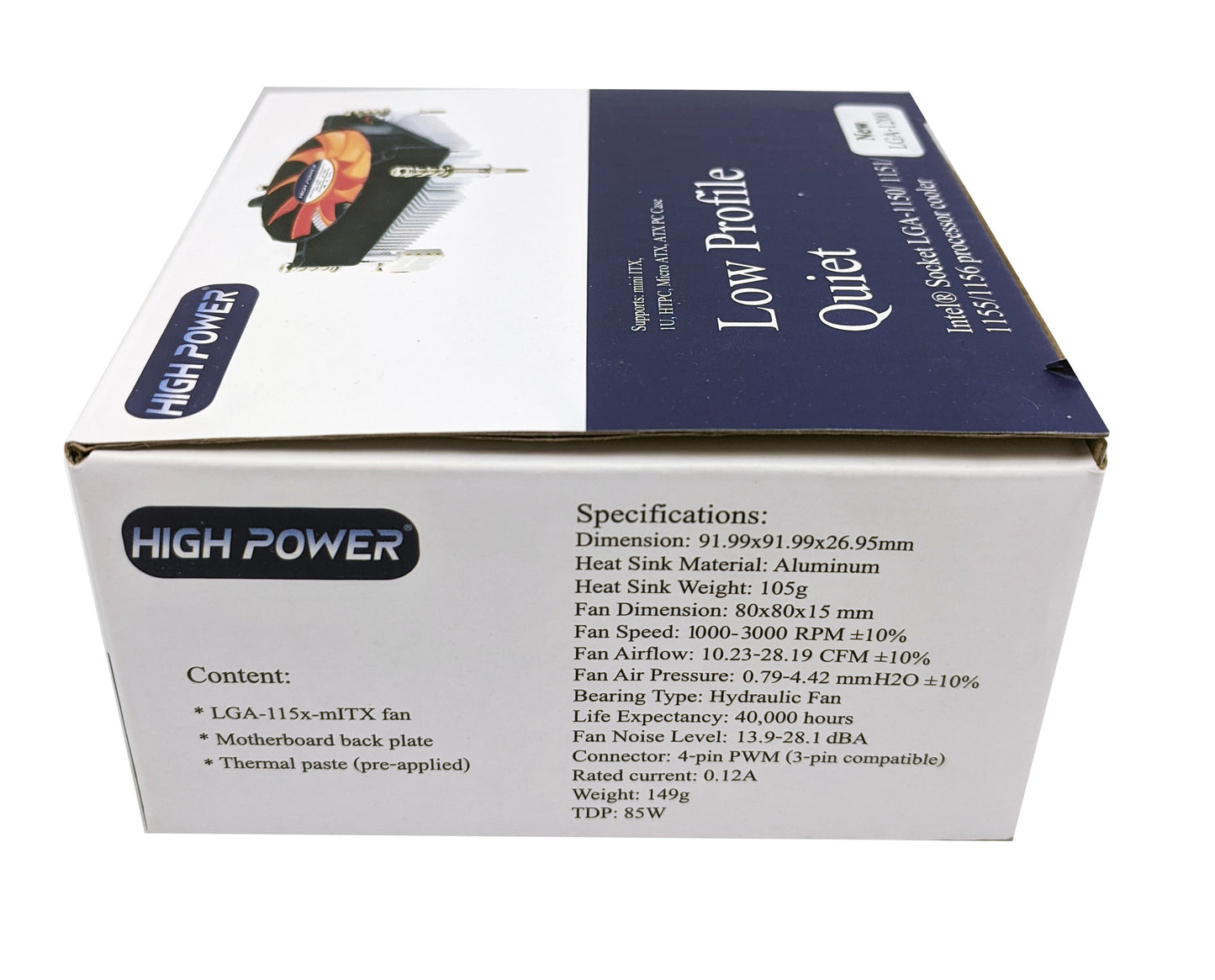 Lot 7: NEW HIGH POWER® LGA-115x-mITX 1U Low-Profile Quiet 80mm CPU Cooling Fan i5 i7