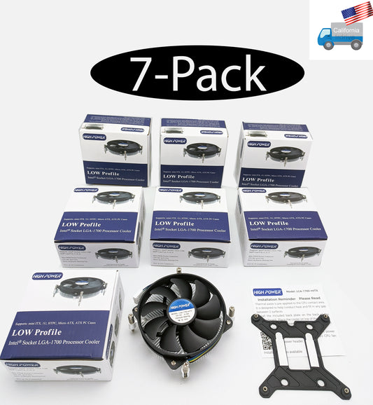 7-Pack: NEW HIGH POWER® Low Profile 4pin PWM Fan Intel Socket LGA1700 CPU Cooler
