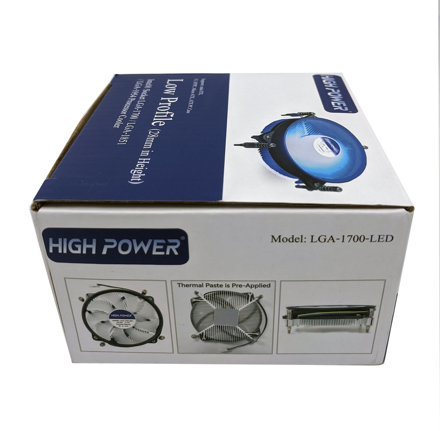 HIGH POWER® Low Profile Blue LED Intel Socket LGA1700 for i7/i5/i3/i9 CPU Cooler